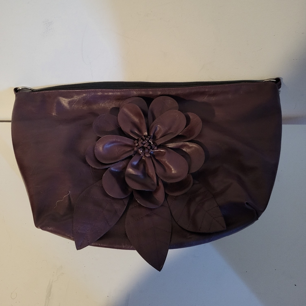 PURPLE FLOWER SHOULDER BAG